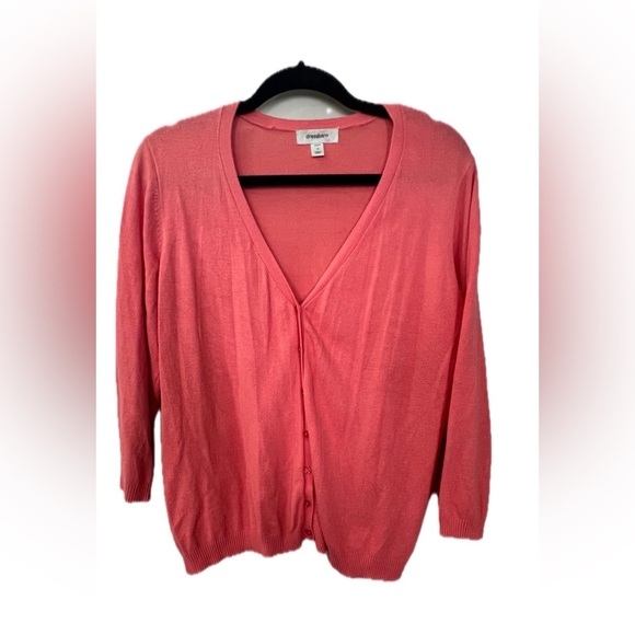 Dressbarn Button Up Cardigan, Size 1X, Salmon - Picture 1 of 3